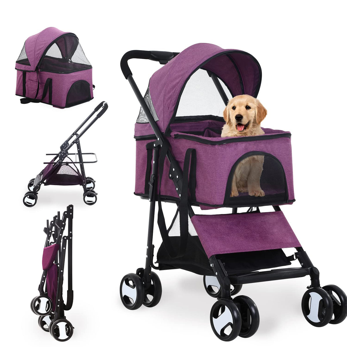 dog stroller 3-in-1 folding dog stroller for medium, main product view