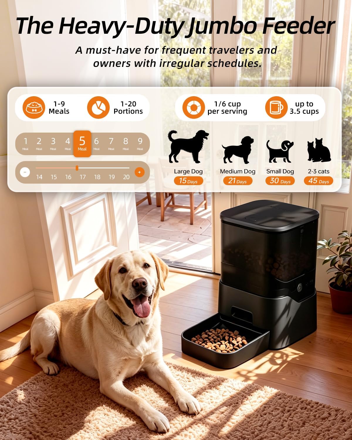 dogness 11l cordless automatic dog feeder large breed shown in use