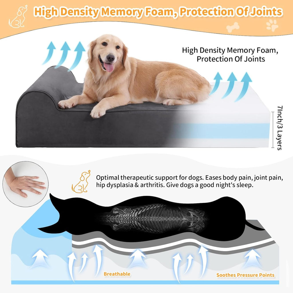 rainmr orthopedic dog beds for large dogs, 7" shown in use