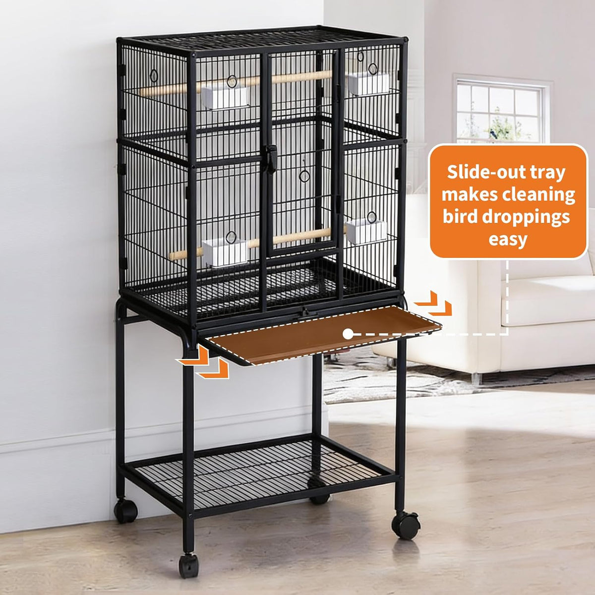 garvee large bird cage,62.6" h big bird cage, side view