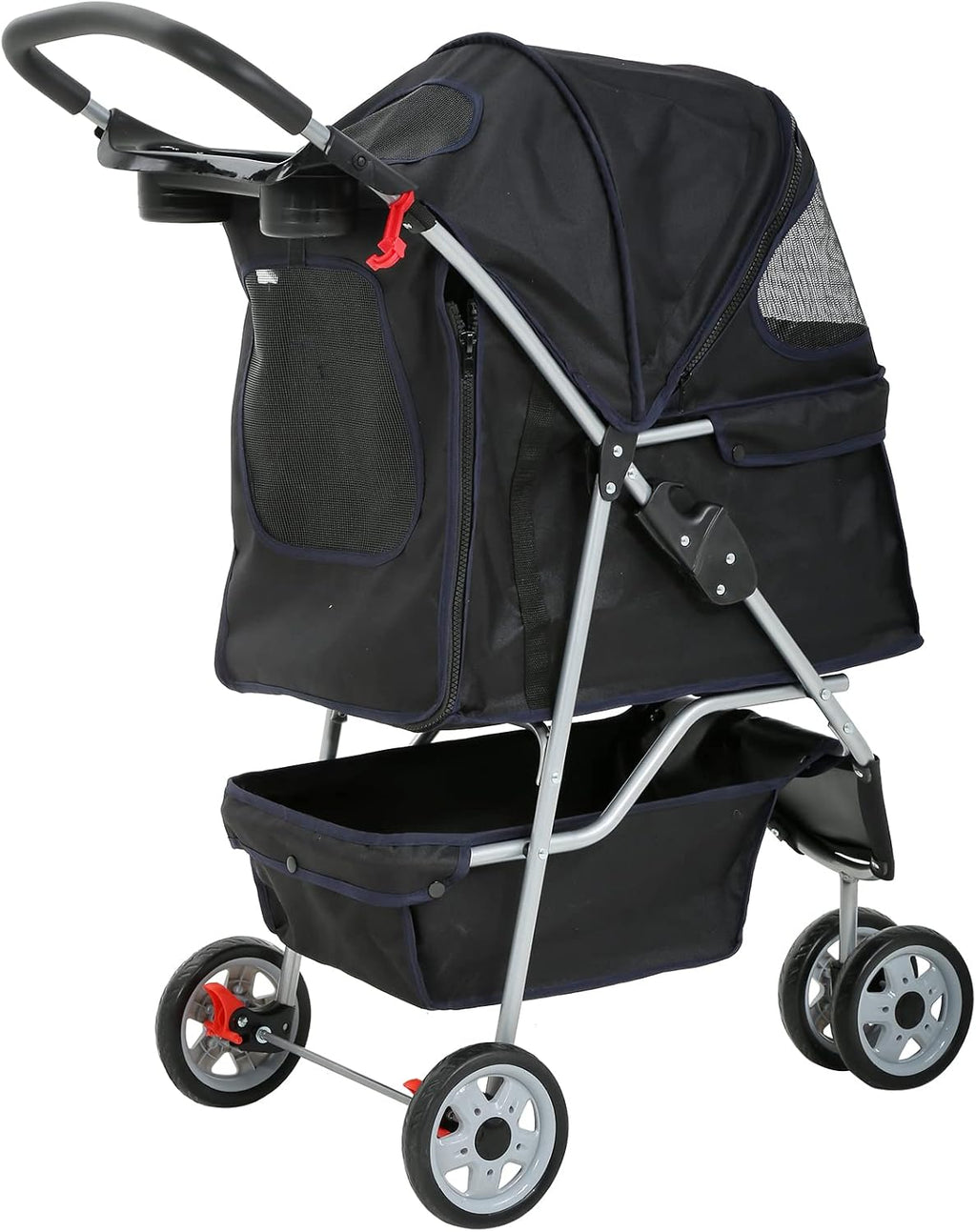 dkeli 3-wheel pet stroller, lightweight foldable dog stroller, close-up detail