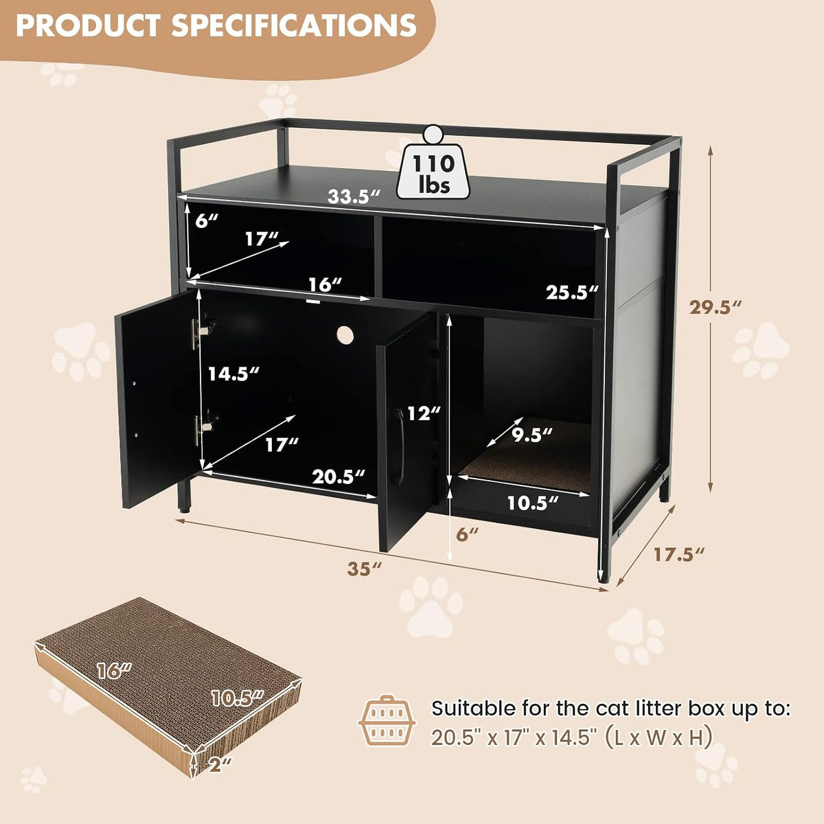 giantex cat litter box enclosure, hidden cat cabinet, close-up detail