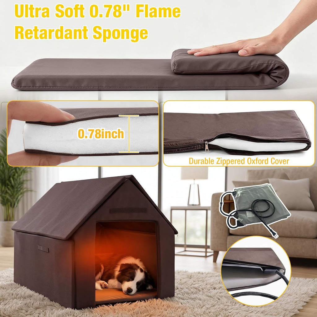 aivituvin heated outdoor dog house with adjustable heating, side view
