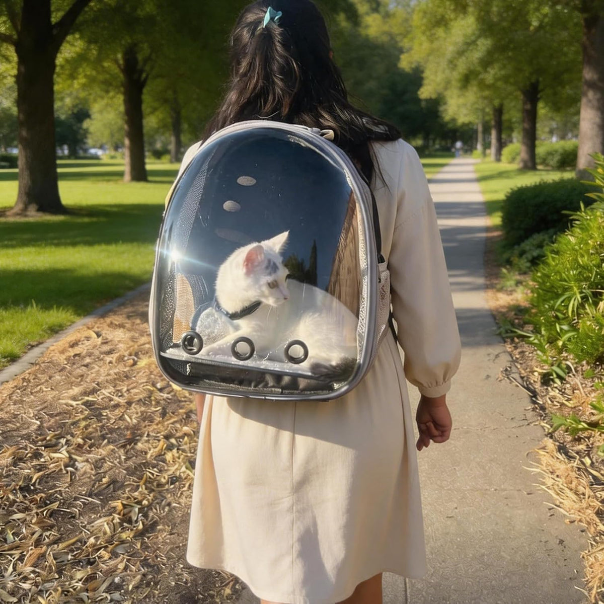 expandable pet backpack 14"×15"×16.5" cats dogs carrier bag, view 9