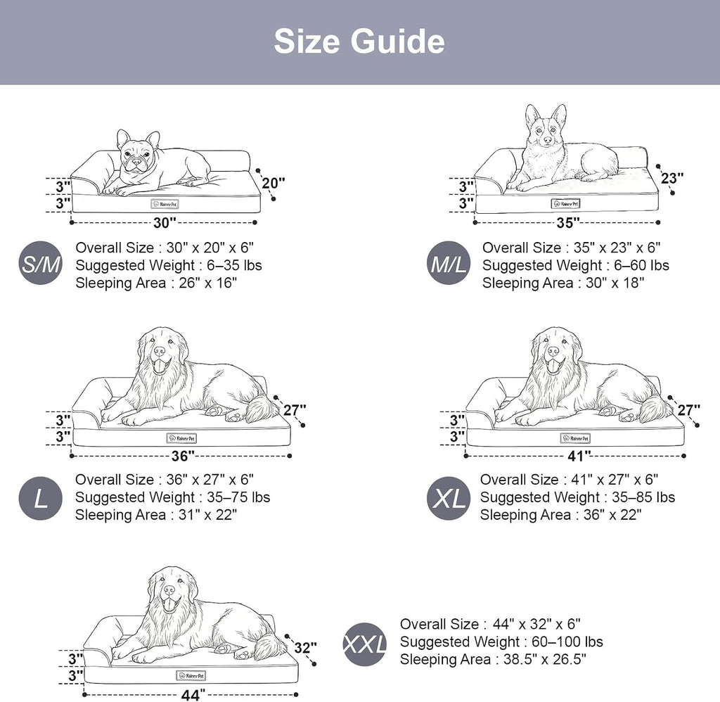 rainmr memory foam orthopedic dog bed, washable dog shown in use