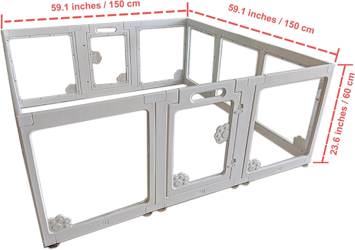 12 panels clear acrylic dog playpen indoor,puppy pet, side view