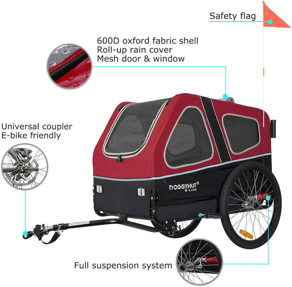 doggyhut® s-line xl pet bike trailer & stroller shown in use