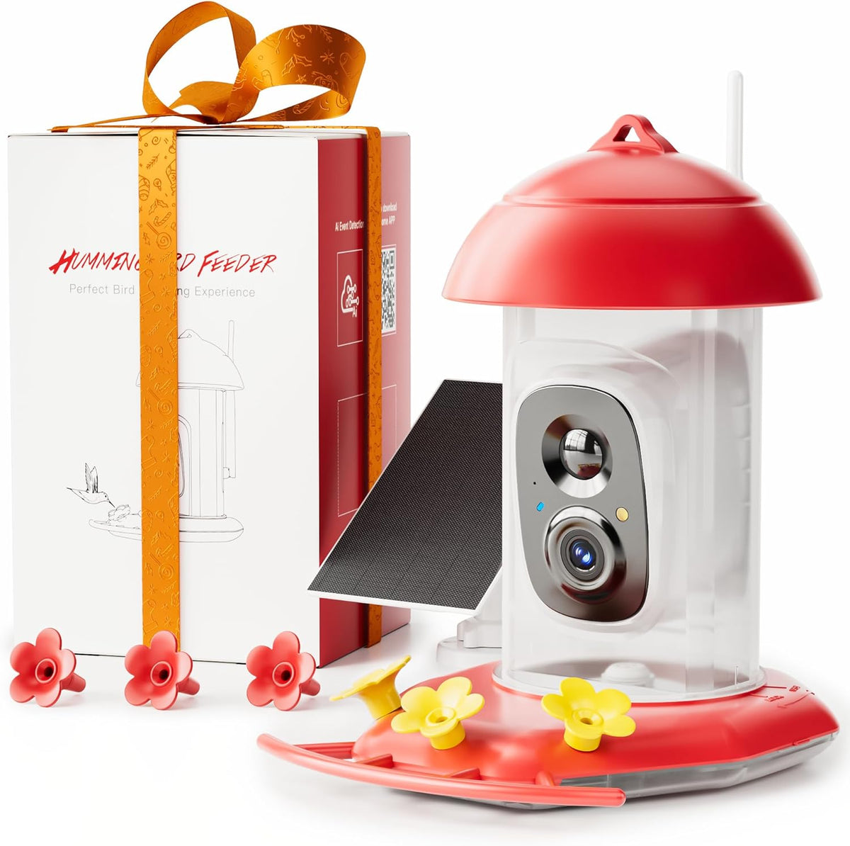 solar hummingbird feeder with camera for outdoors, 2k, main product view