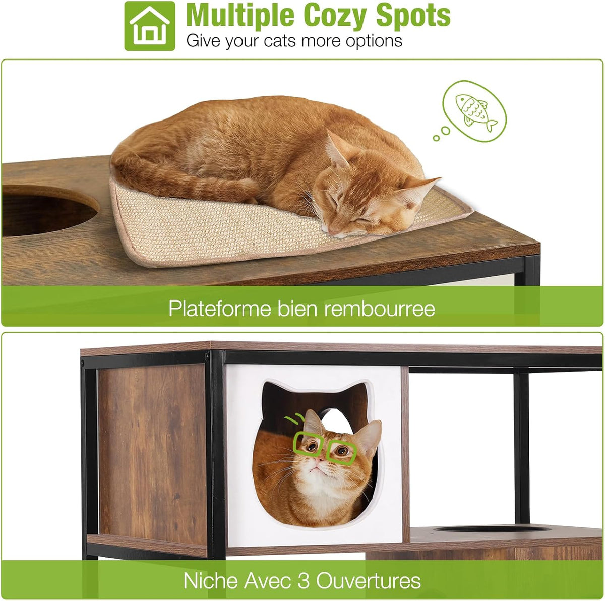 gutinneen all-in-one cat litter box enclosure hidden litter, close-up detail