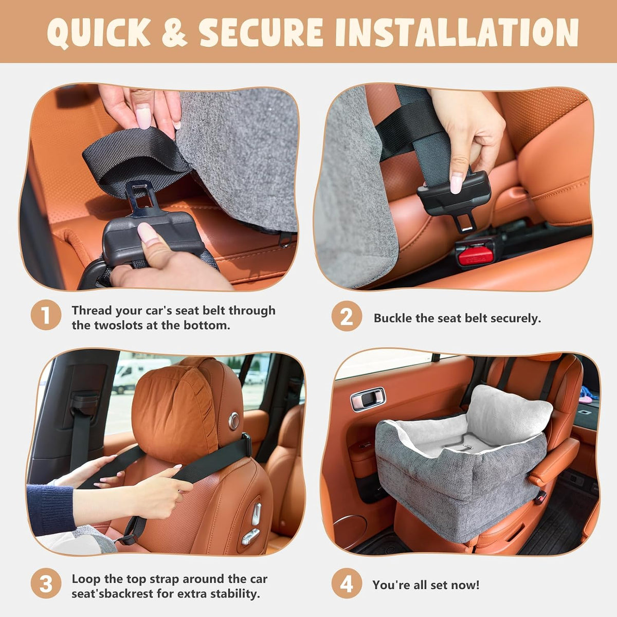 avont dog car booster seat for small/medium dogs, side view