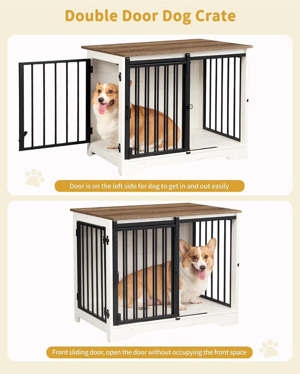 hzuaneri 31.9 in m dog crate furniture indoor, close-up detail