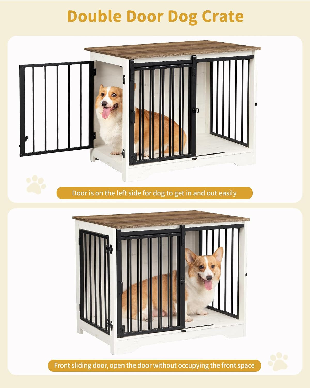 hzuaneri 31.9 in m dog crate furniture indoor, close-up detail