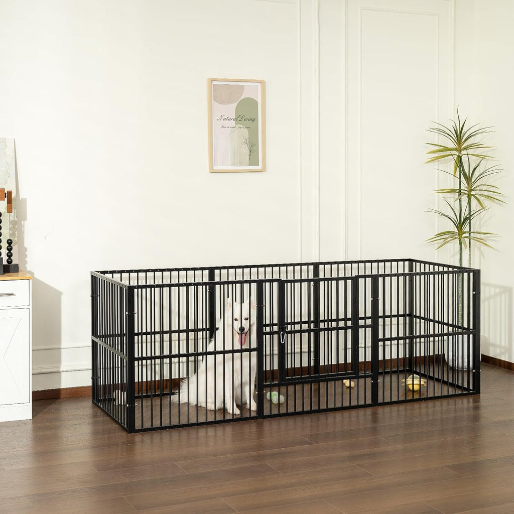 31.5" h heavy duty dog playpen indoor, front angle view