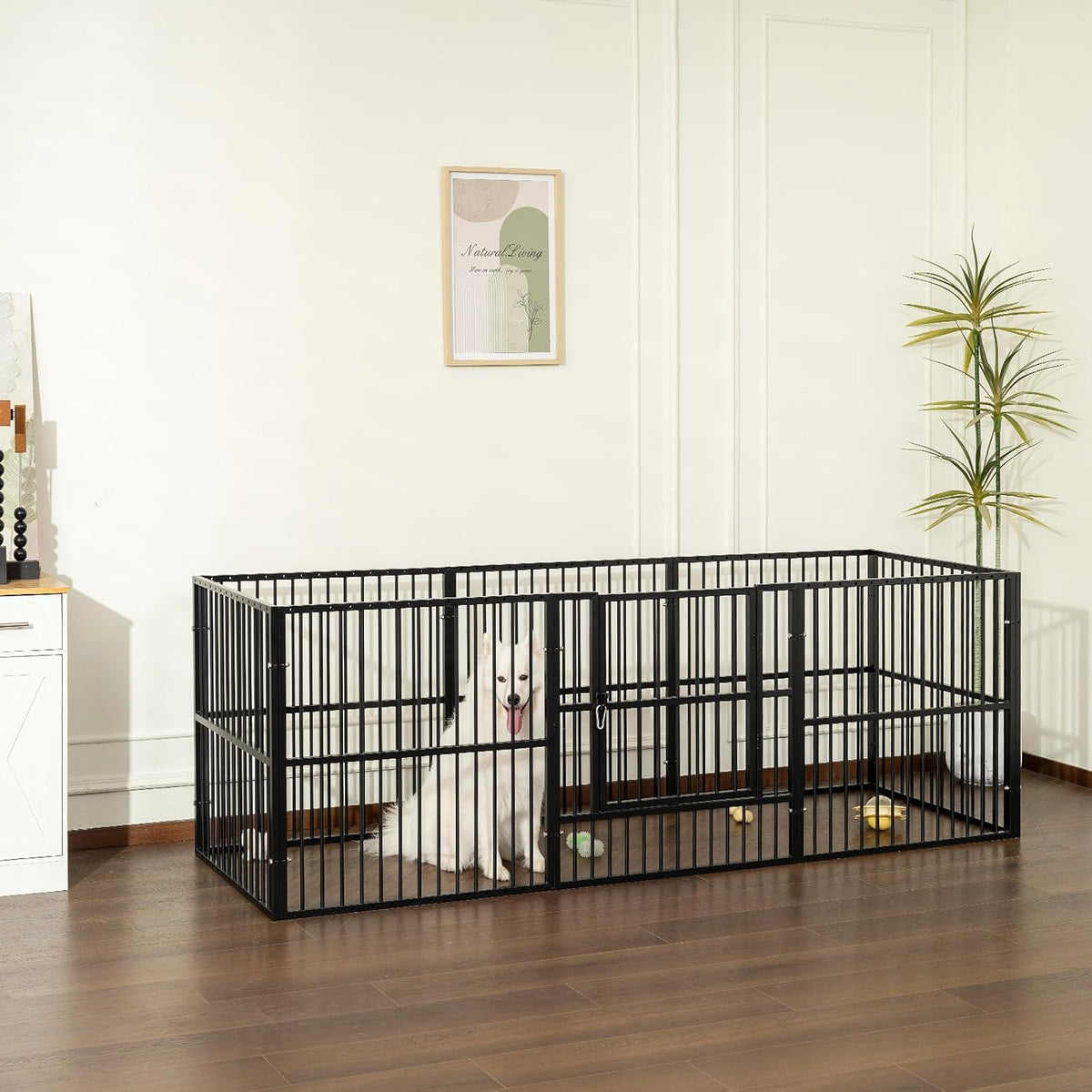 31.5" h heavy duty dog playpen indoor, front angle view