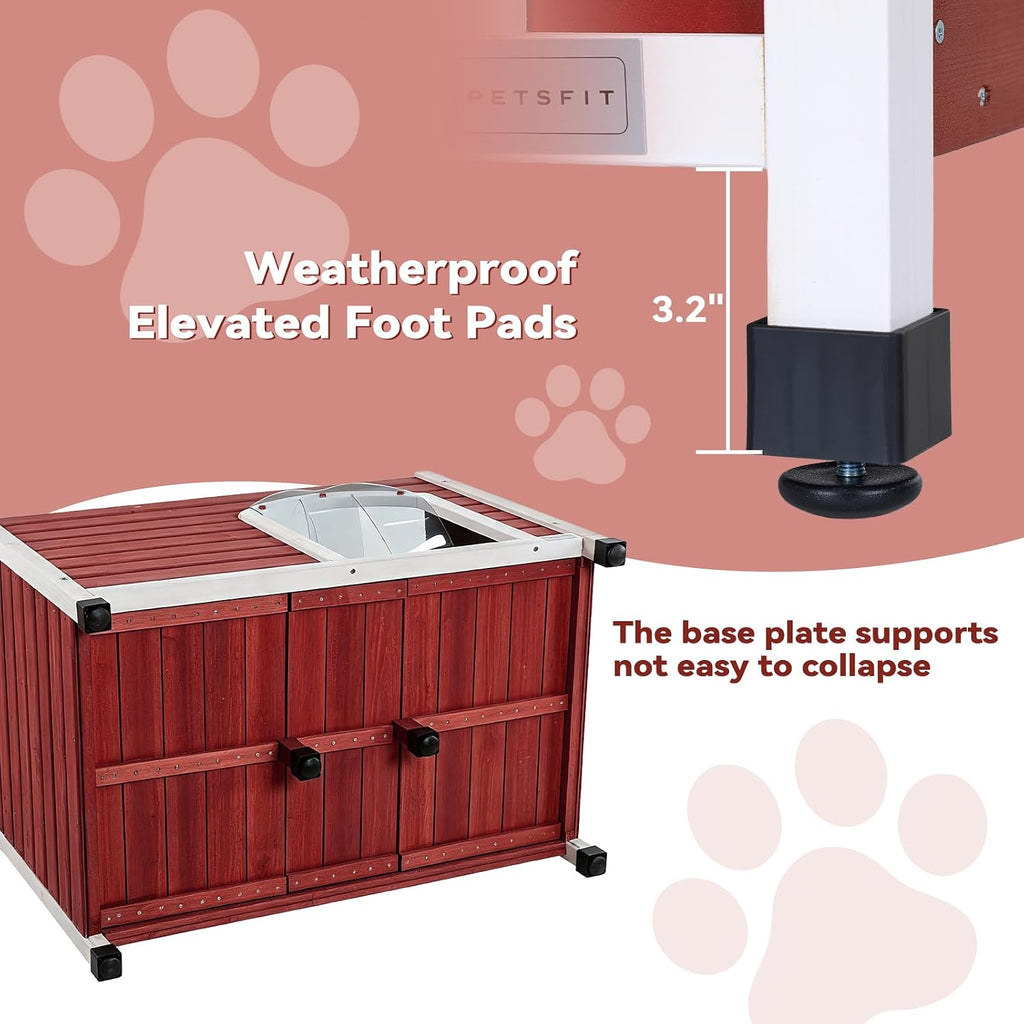 petsfit solid wood outdoor dog house for large showing dimensions