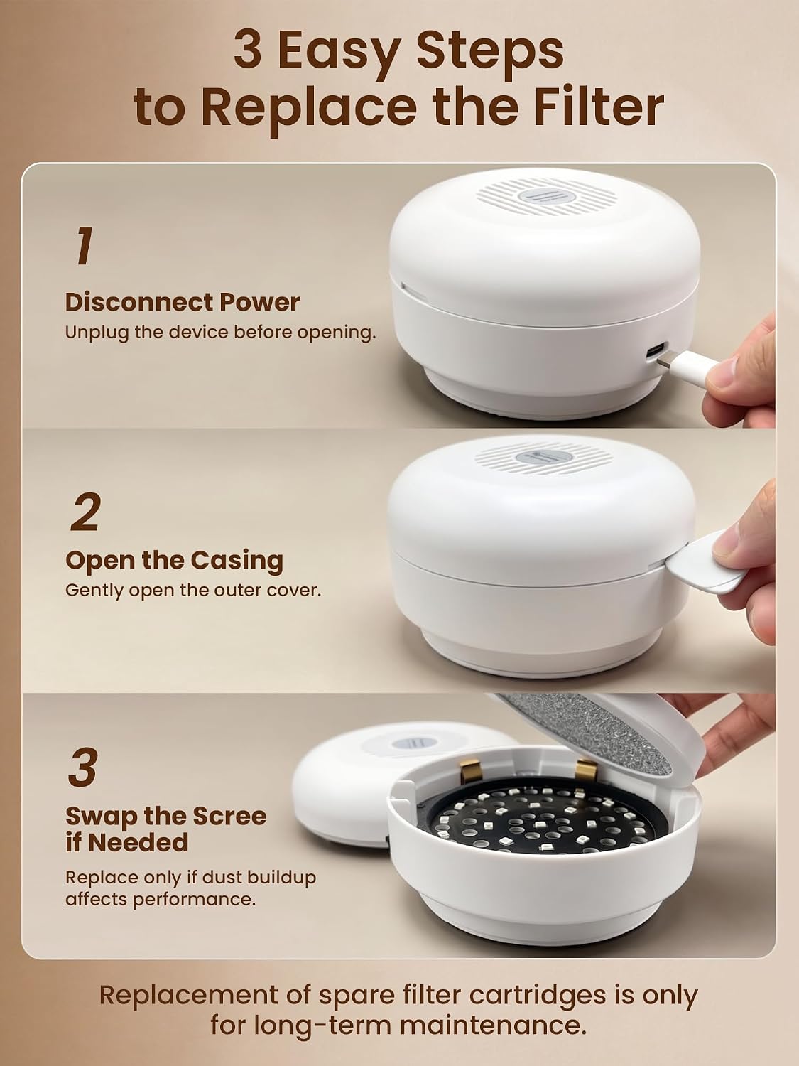 cat litter box deodorizer, ozone-free litter box odor, side view