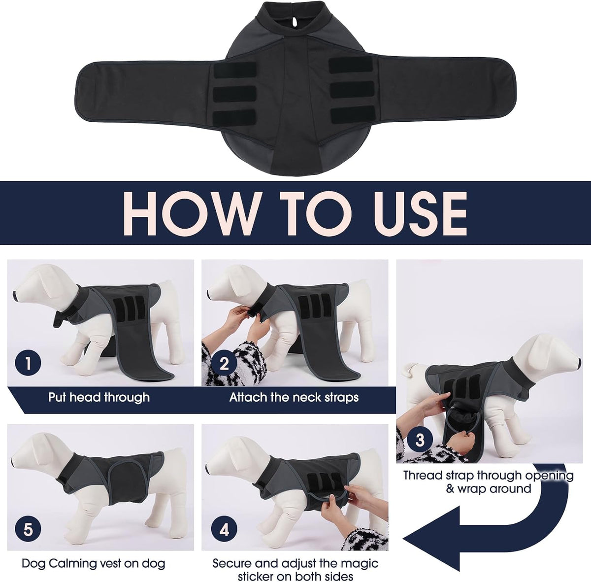 iecoii dog thunder jacket anxiety calming vest, storm, package contents