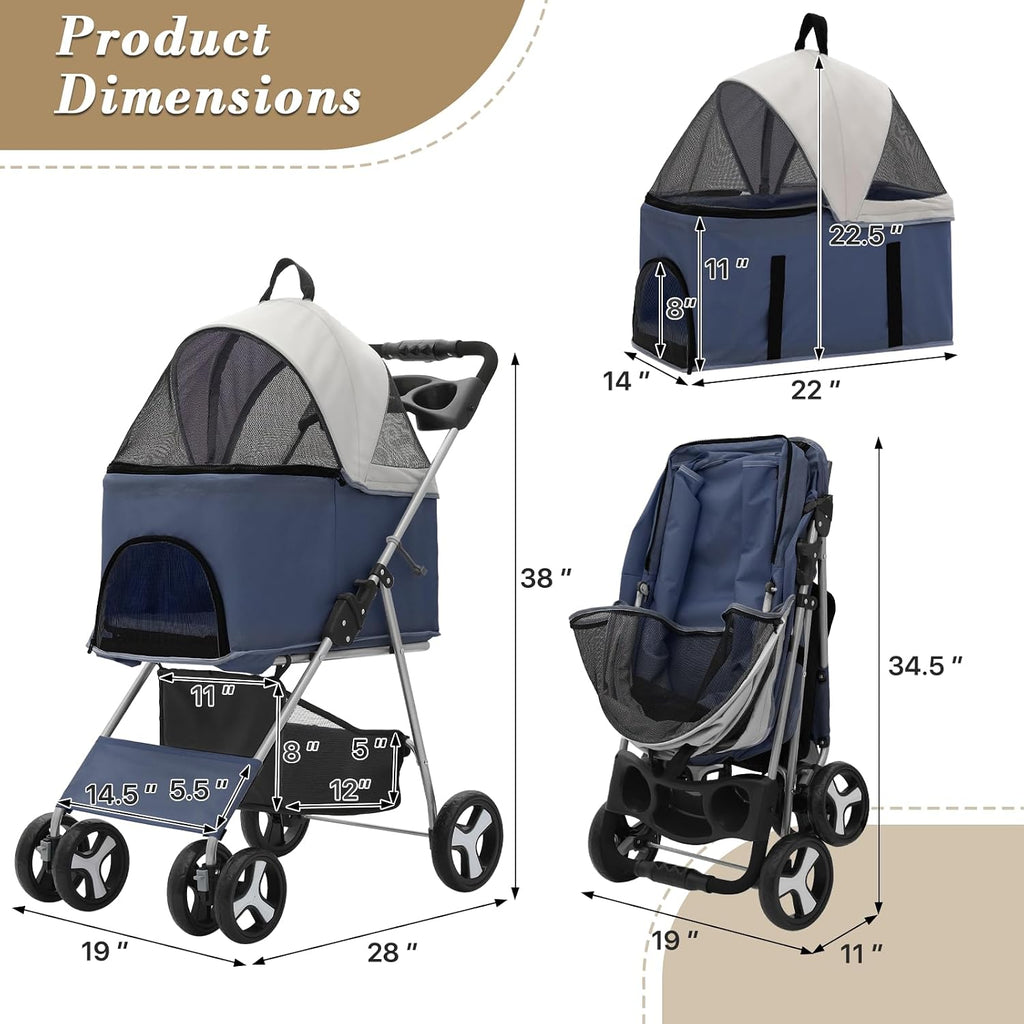 athena collection 4 wheels pet stroller dog stroller shown in use