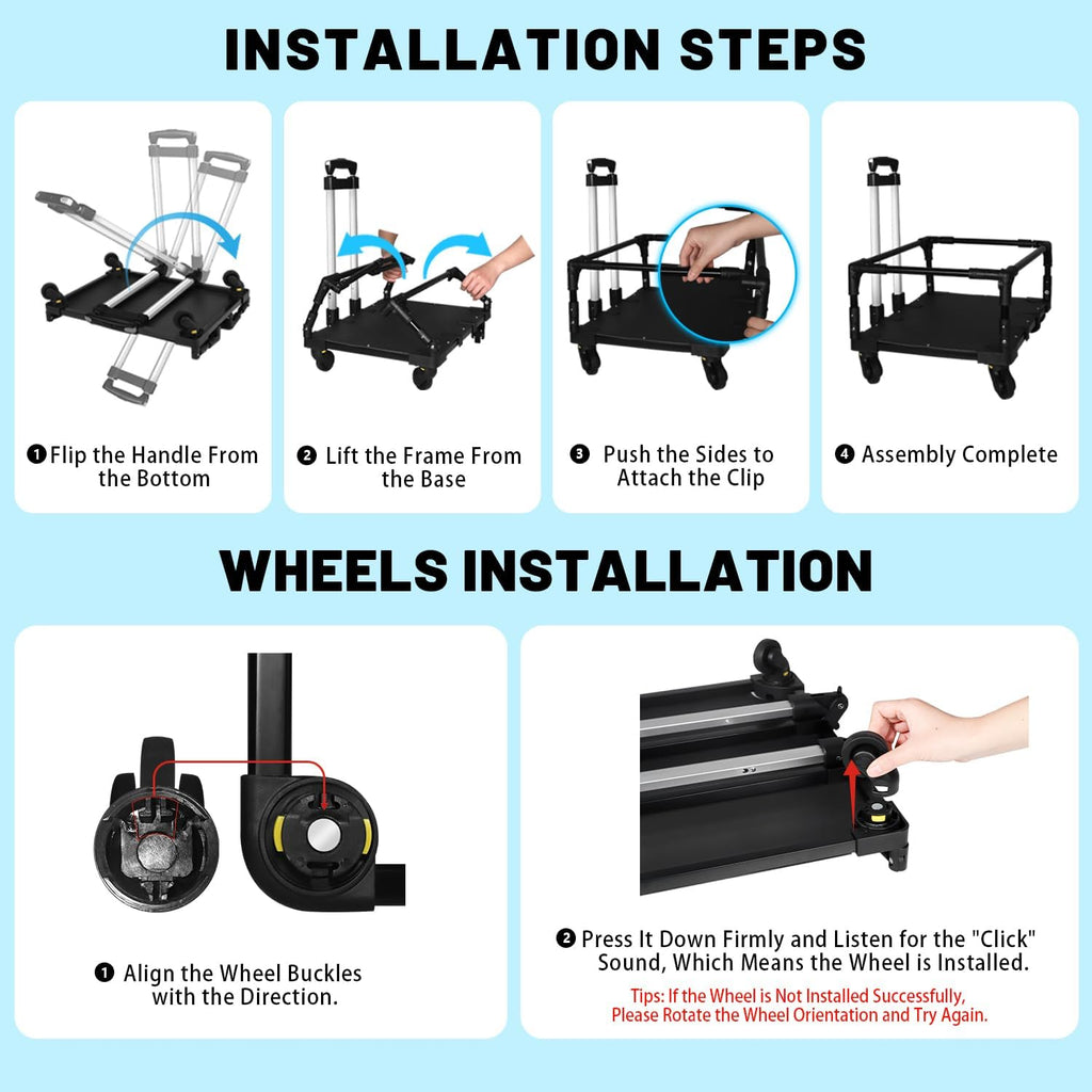 petskd foldable wheel base cart for 18" l×11", front angle view