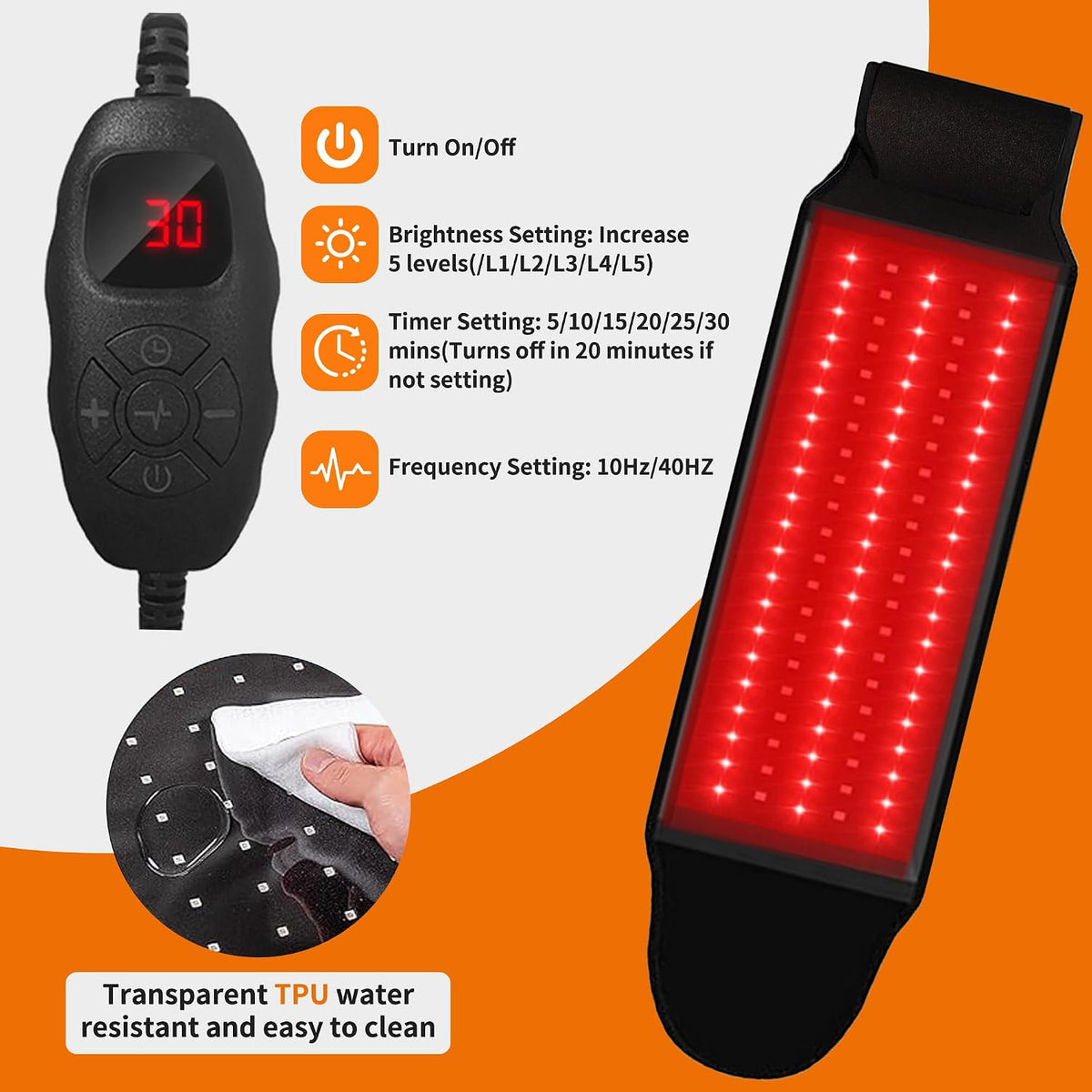 professional red light therapy belt for dogs showing dimensions