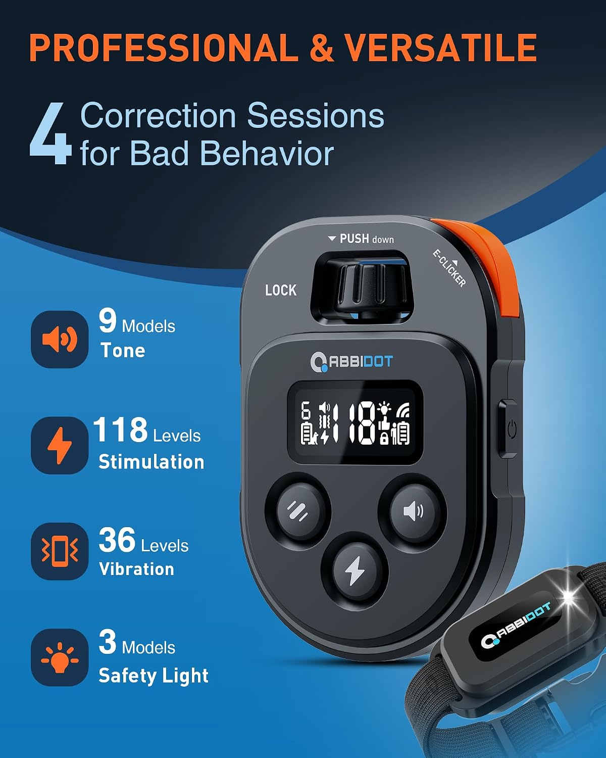 abbidot dog shock collar with remote 2 pack shown in use