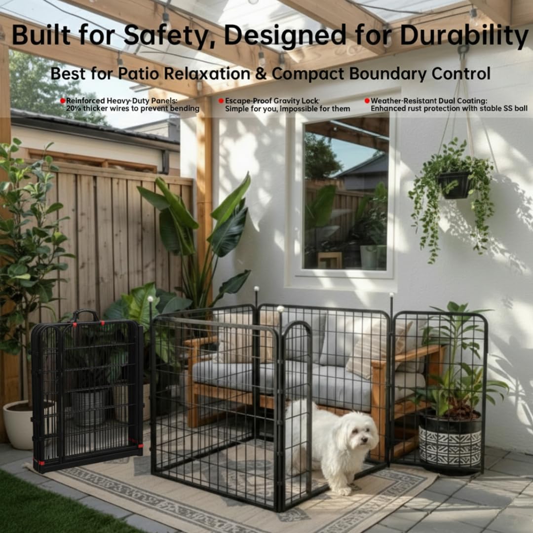 portable dog crates & playpen, 32'' metal pet, close-up detail