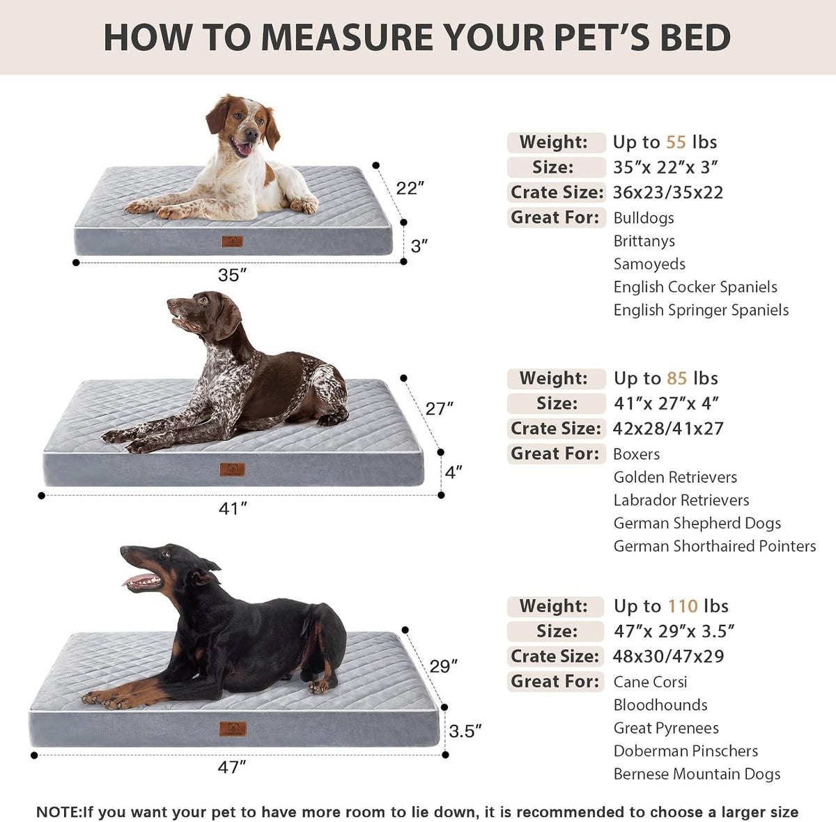 wnpethome orthopedic waterproof xl dog bed for crate, package contents