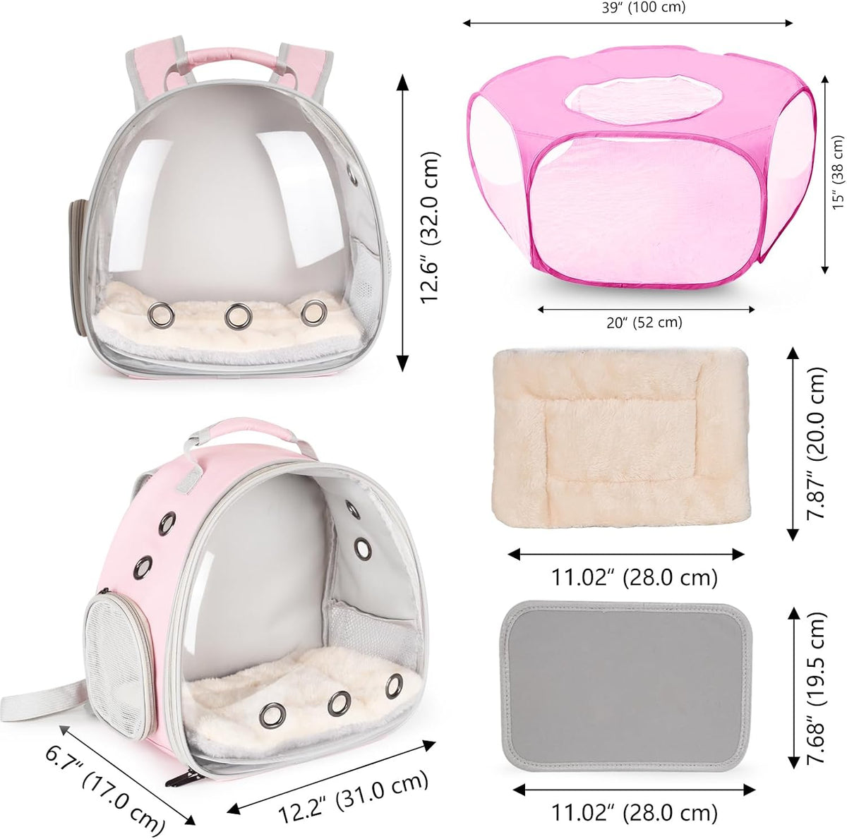 guinea pig carrier backpack and playpen with lid shown in use