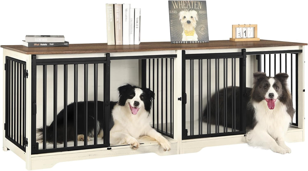 hzuaneri 77.6 in double dog crate furniture, dog, view 9