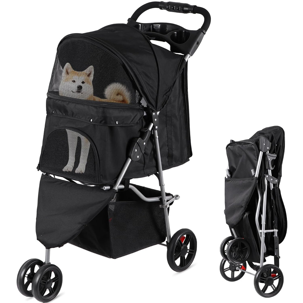 foldable pet stroller for cats and dogs 3 on a desk or shelf