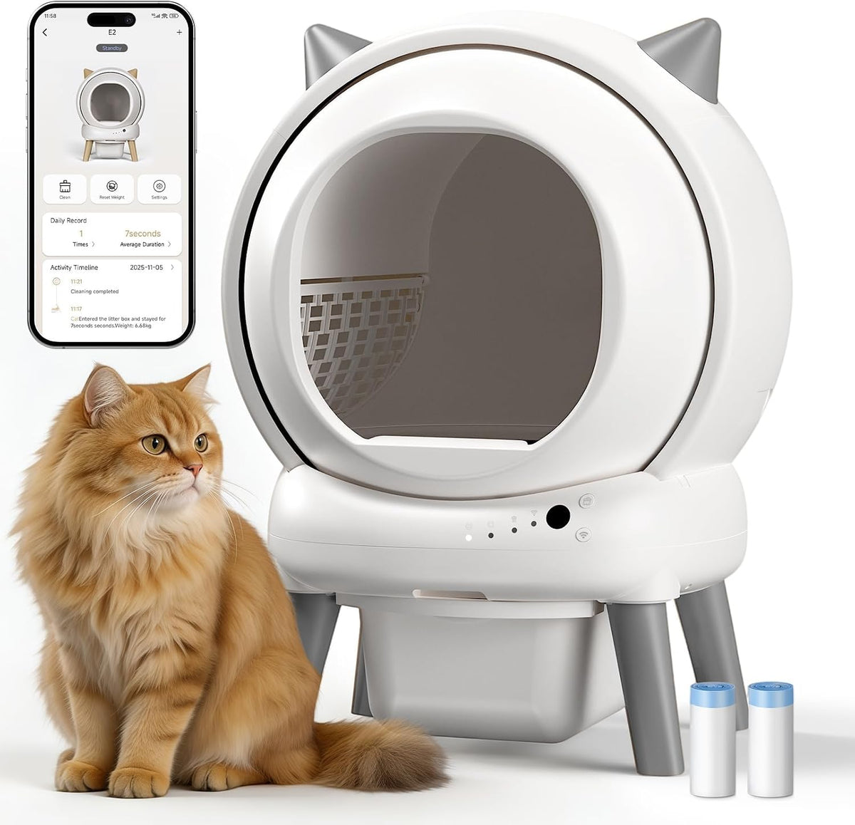 self-cleaning litter box, app control smart drum automatic, main product view