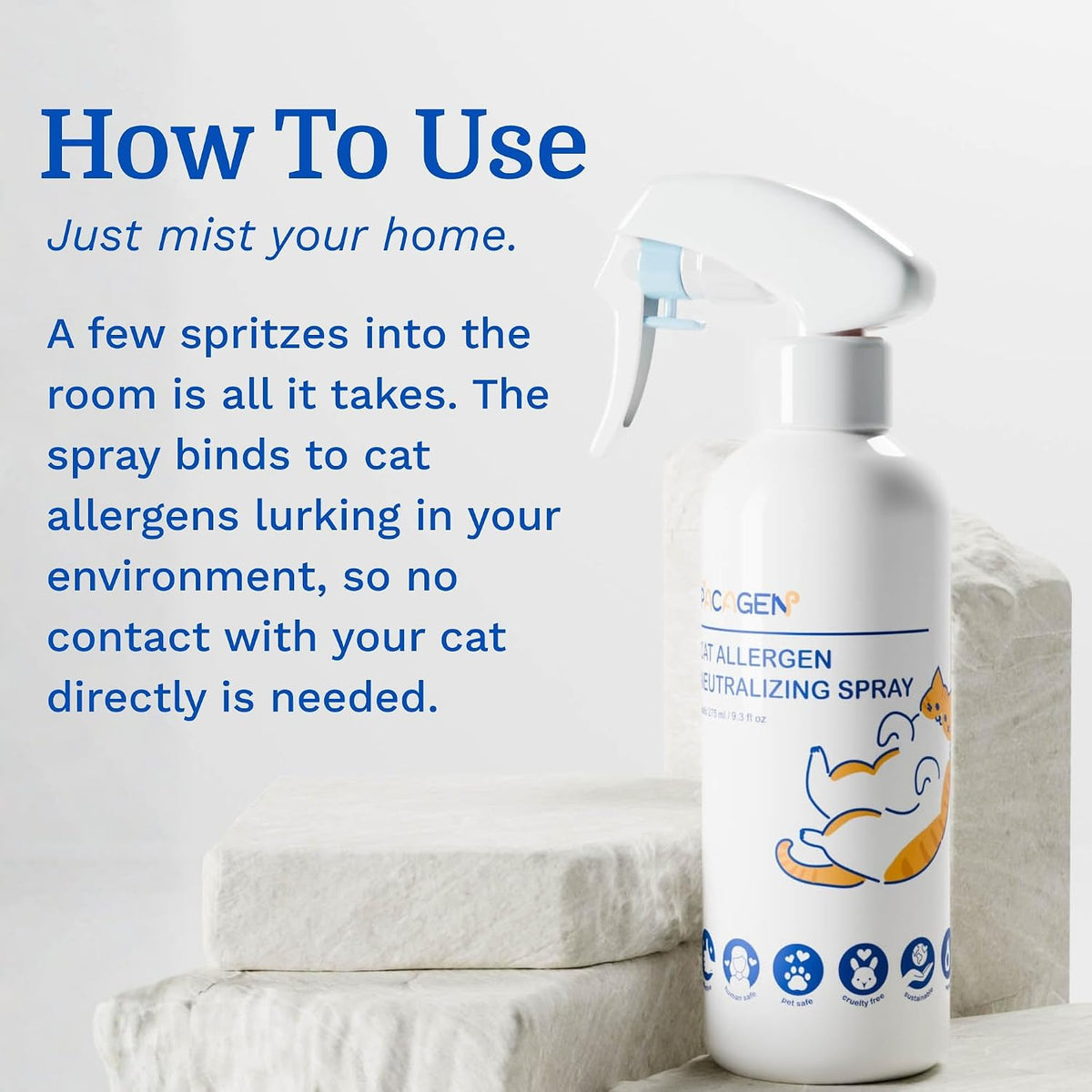 pacagen cat allergen neutralizing spray for humans shown in use