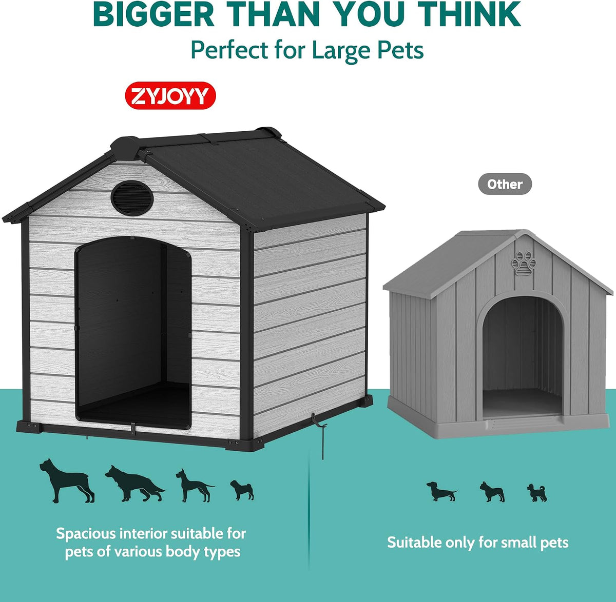 57" large dog house outdoor indoor, dog house, side view