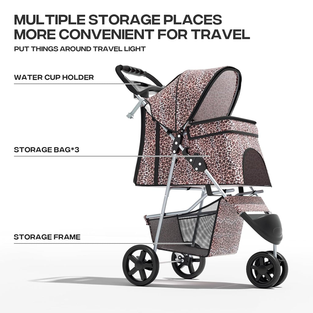 foldable 3-wheel pet stroller for dogs & cats on a desk or shelf