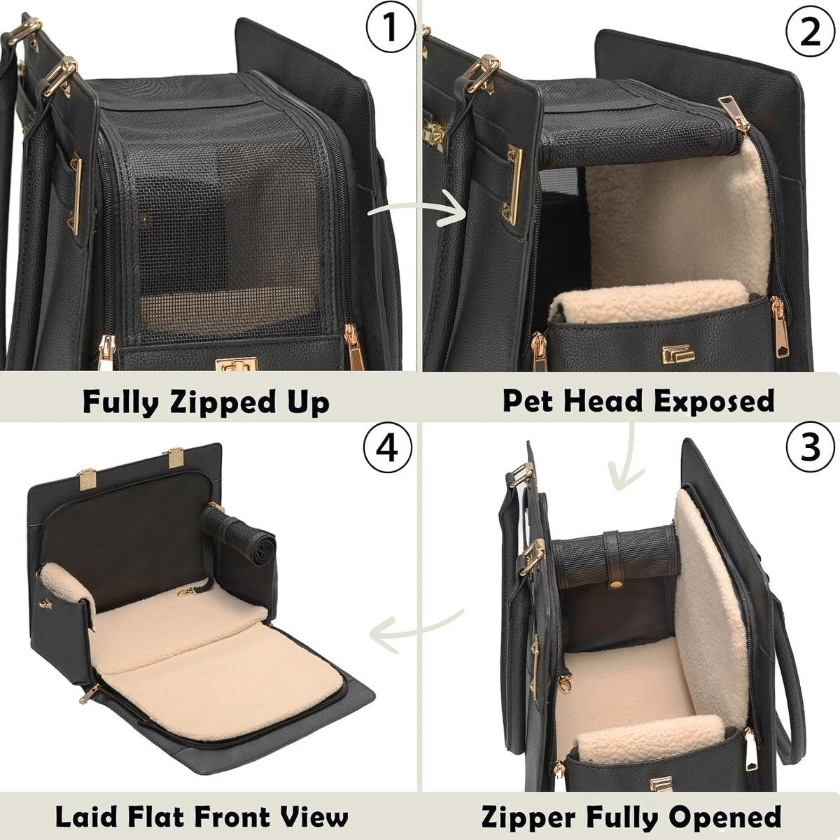 2-in-1 stylish dog purse carrier soft-sided carriers travel, side view
