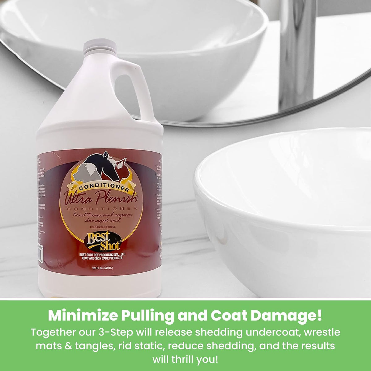 best shot ultra plenish conditioner, coat release technology showing dimensions