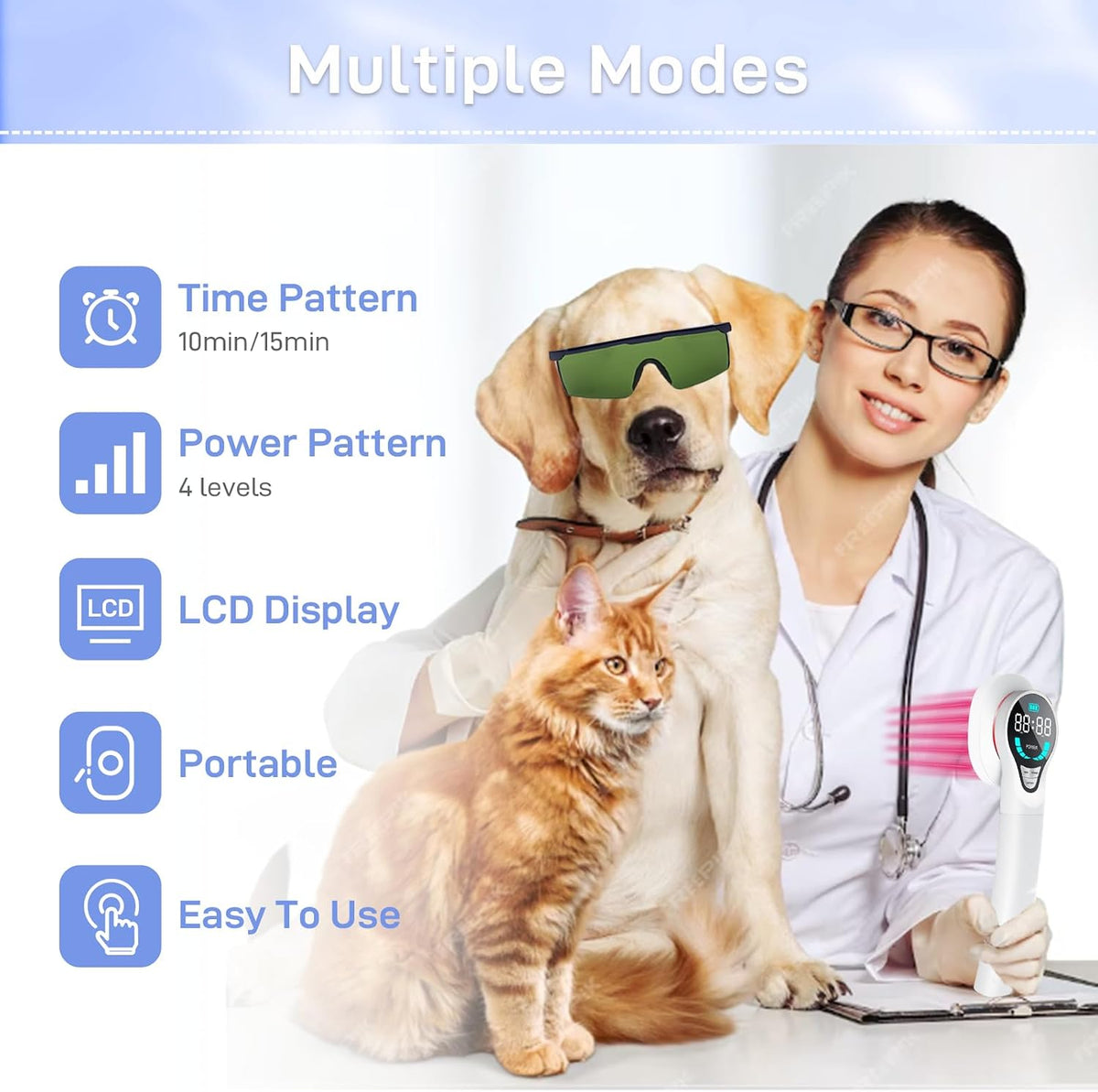 cold therapy device for dogs - infrared red showing dimensions