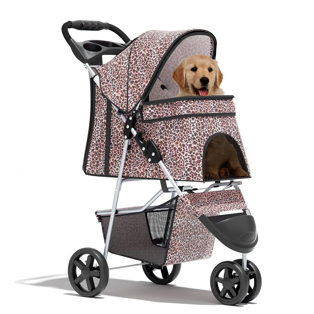 foldable 3-wheel pet stroller for dogs & cats, main product view