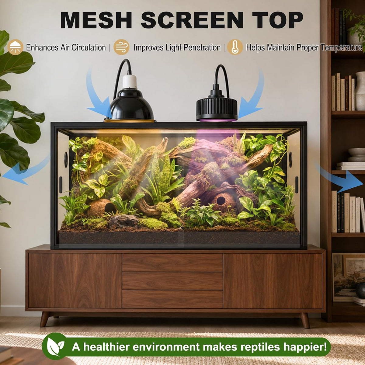 120 gallon reptile tank, 48"x24"x24" front opening reptile, side view