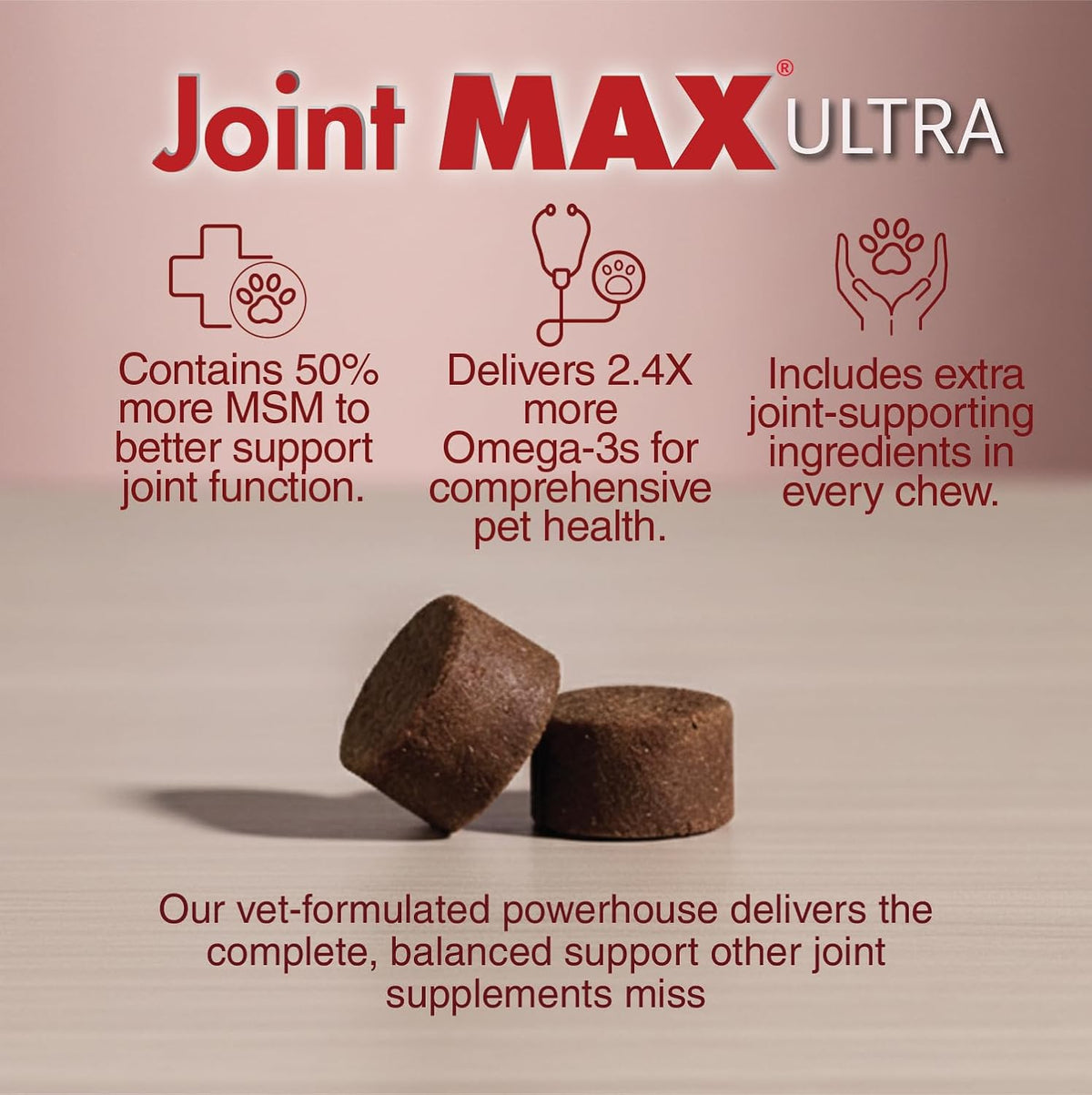 ultra advanced hip & joint support for dogs showing dimensions