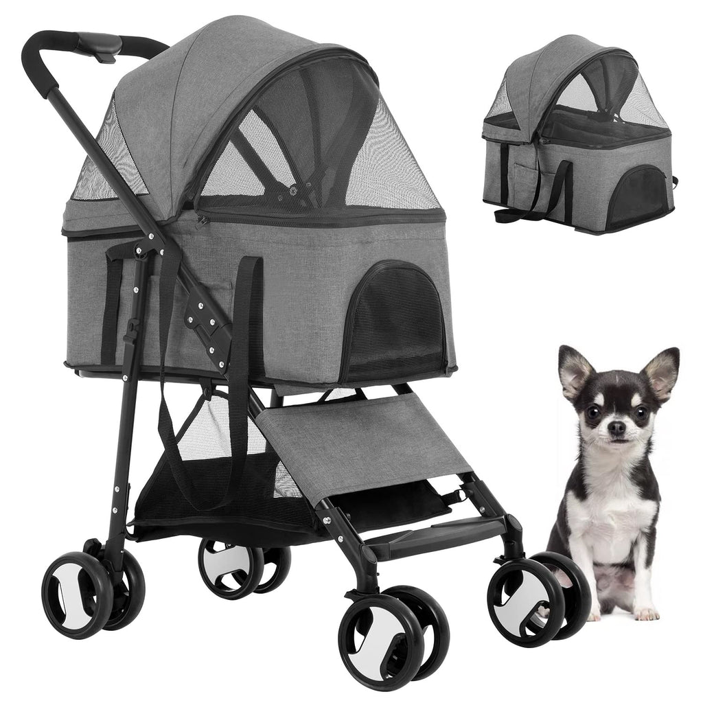 bestpet | 4-wheel foldable pet stroller | grey, main product view