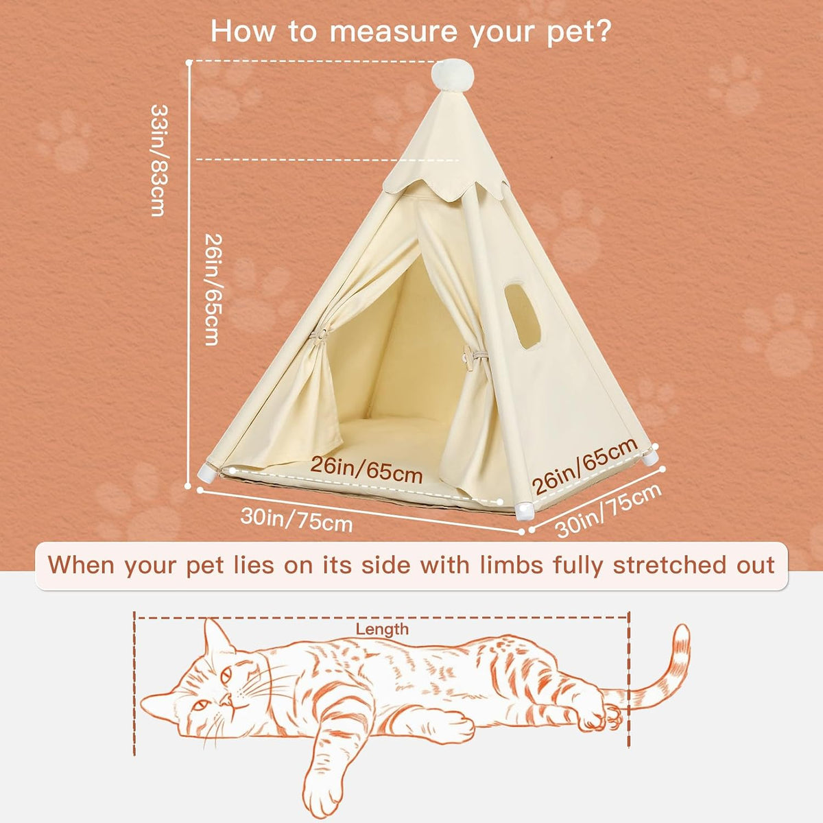 large cat & small dog teepee tent house shown in use