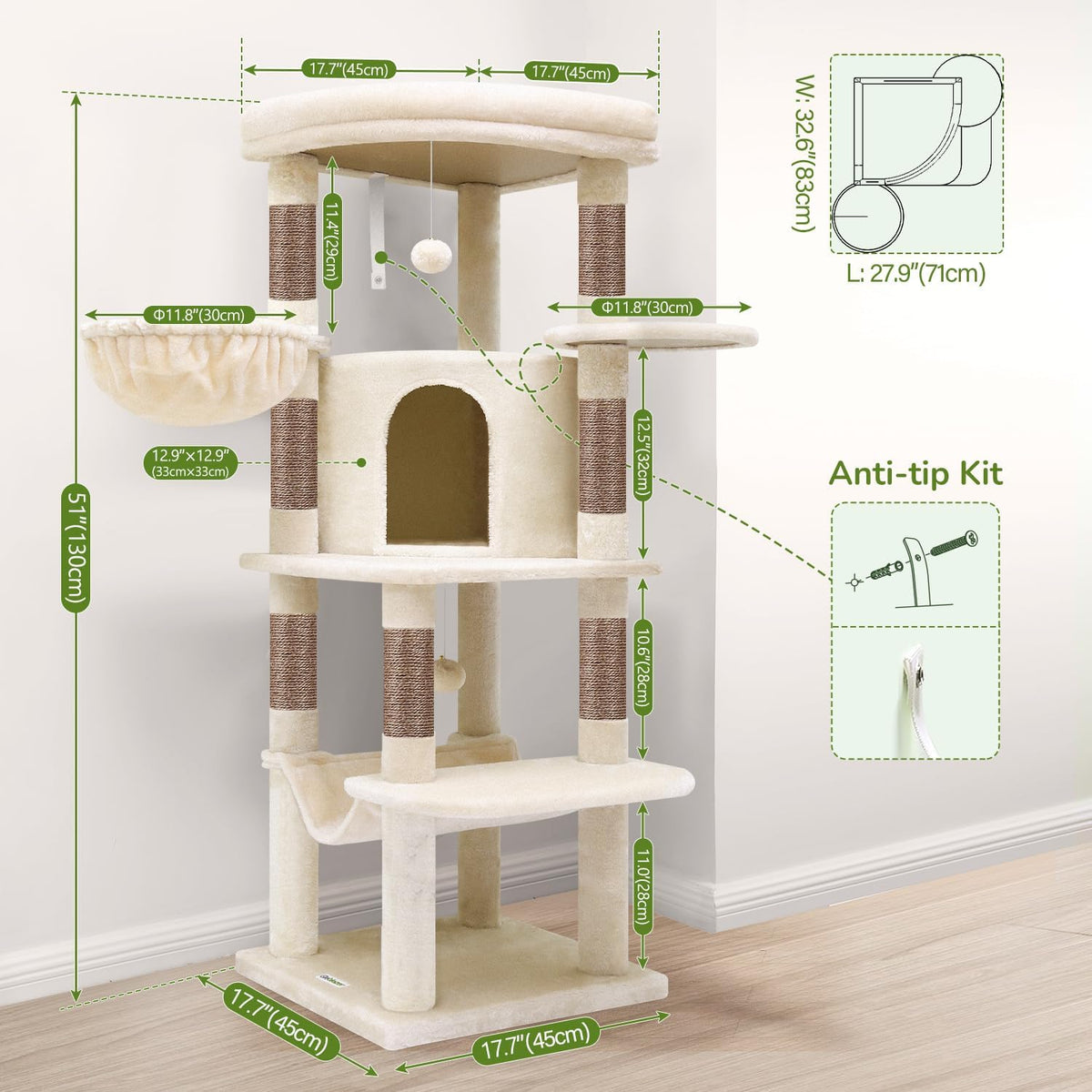 globlazer corner stable cat tree tower with scratching on a desk or shelf