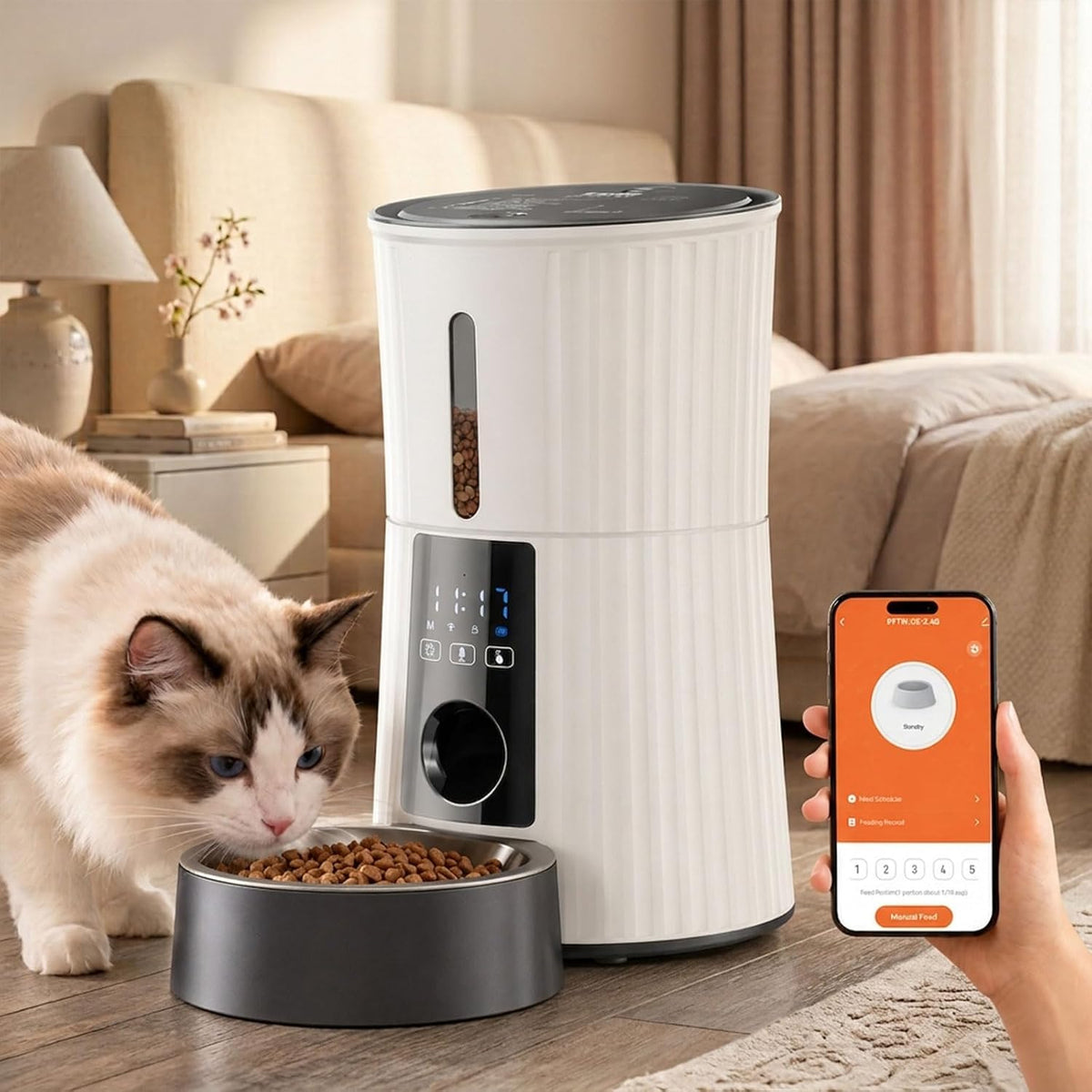 sweetcrispy automatic cat feeder, 4l cat food dispenser, main product view