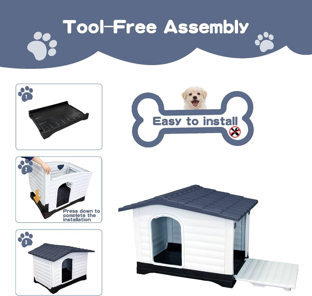 2-door small dog house for indoor and outdoor, side view