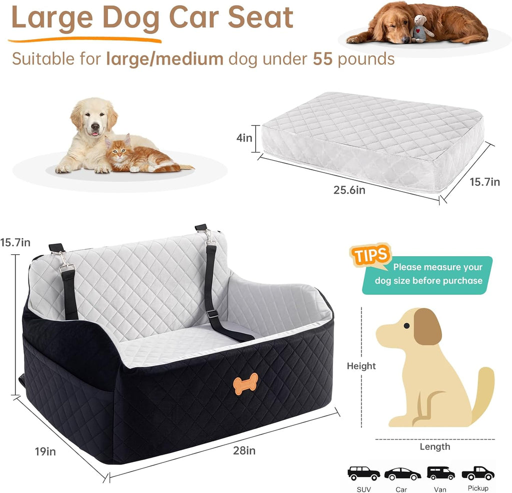 car seat for large size dog, booster seat, side view