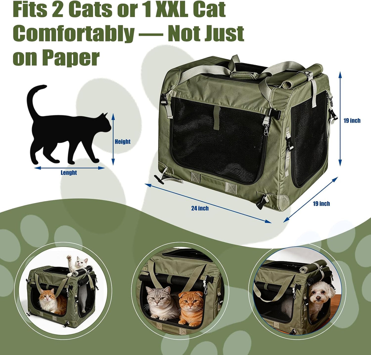 extra large cat carrier for 2 cats with, close-up detail