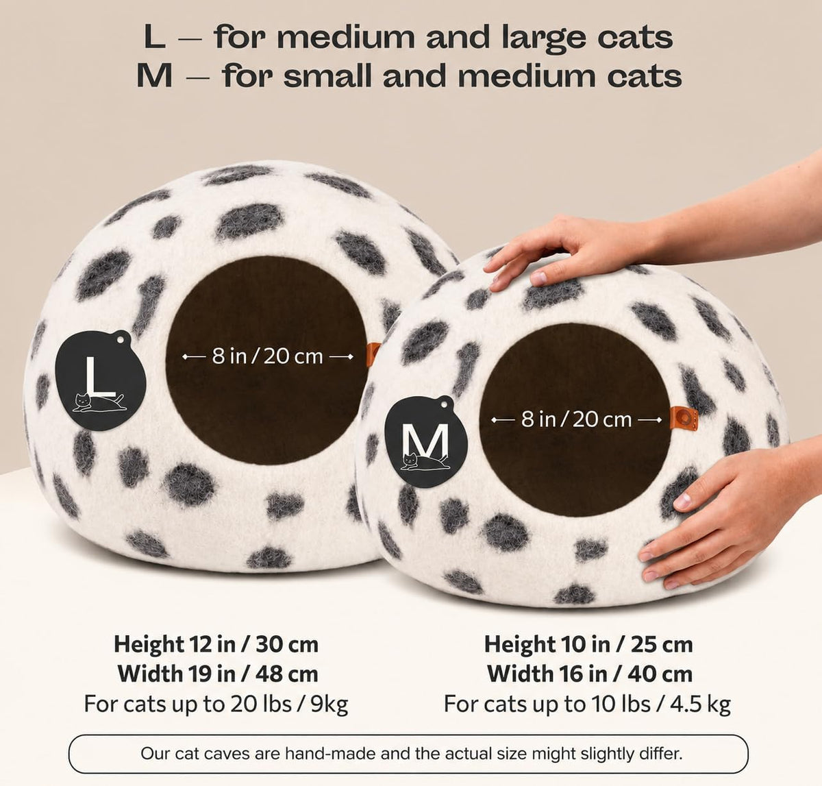 meowfia cat cave - merino wool bed for shown in use