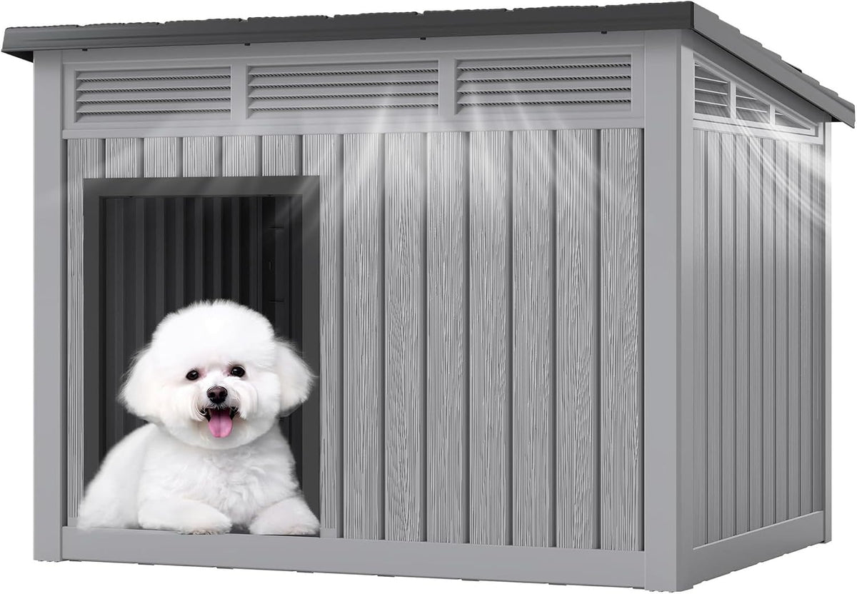 fancyango medium dog house for indoor & outdoor shown in use