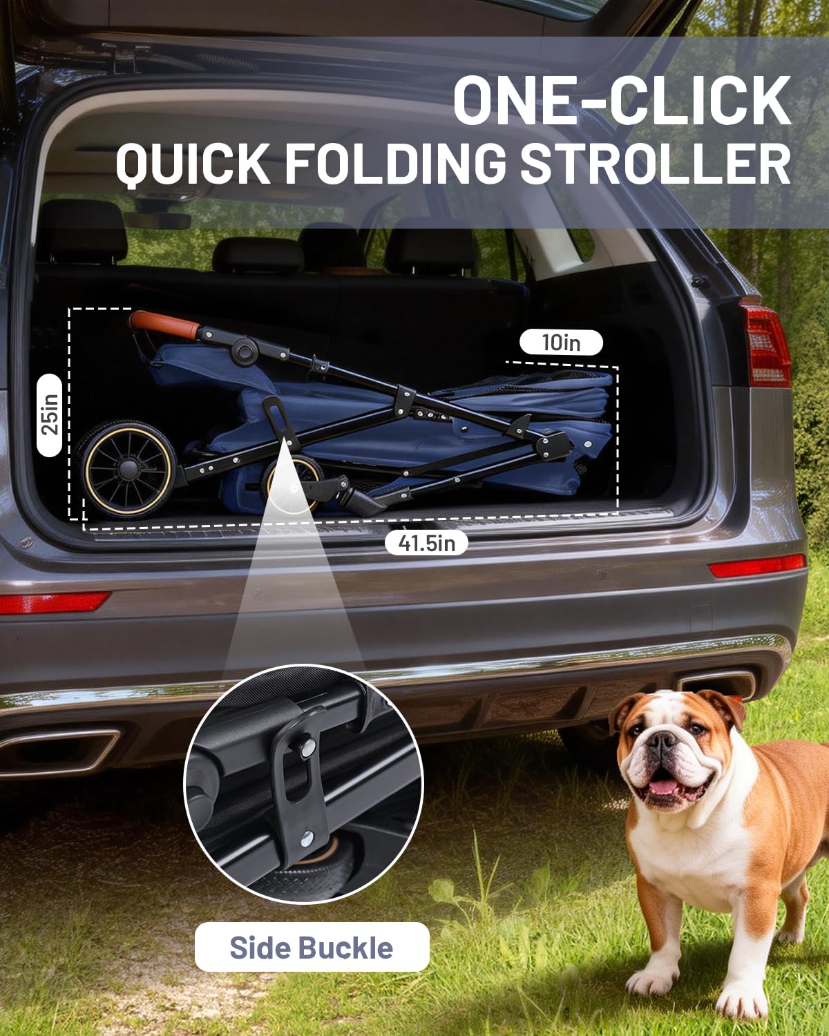 dog stroller for medium & large dogs up, front angle view